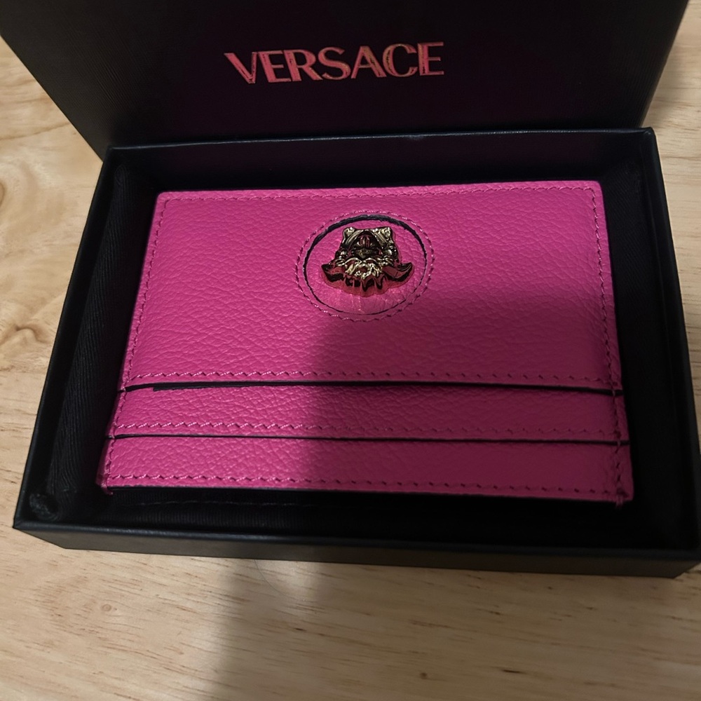 Versace Fuchsia Card Holder with Medusa Emblem